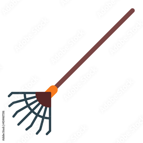 rake gardening tool in autumn using soft color and flat style