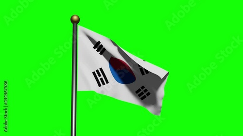 4K 3D animation. Flag of South Korea waving in the wind.