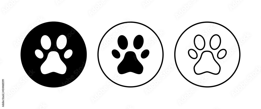 Paw icon set. paw print icon vector. dog or cat paw Paw icon set. paw print icon vector. dog or cat paw