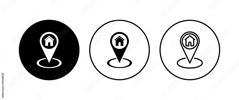 Address icon set. home location icon vector