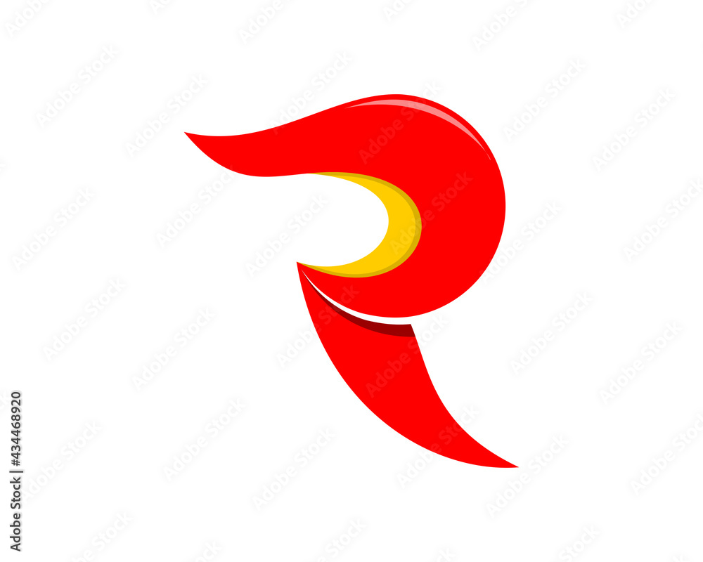 R Letter with fire flame logo R Letter with fire flame logo