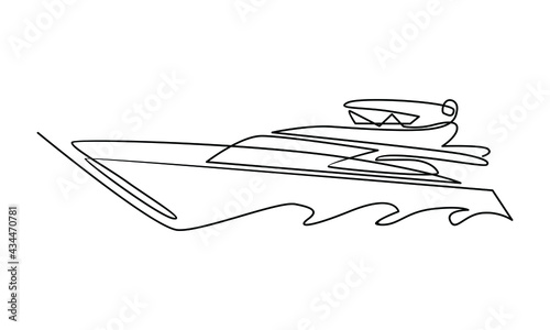 Continue line of luxury yacht vector illustration