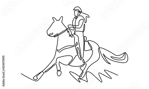 Continue line of horse race vector illustration