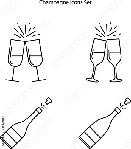 champagne icons set isolated on white background. champagne icon thin line outline linear champagne symbol for logo, web, app, UI. champagne icon simple sign.