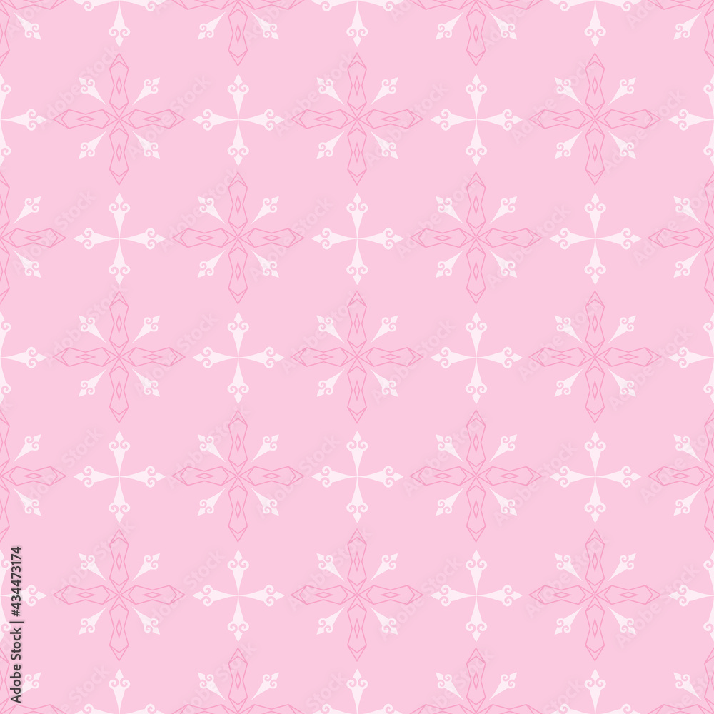 Delicate pink background with floral ornament. Seamless pattern, texture. Vector illustration for design.