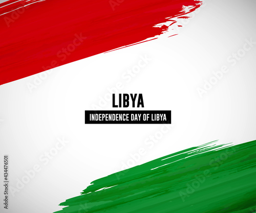 Happy independence day of Libya with creative watercolor splash background