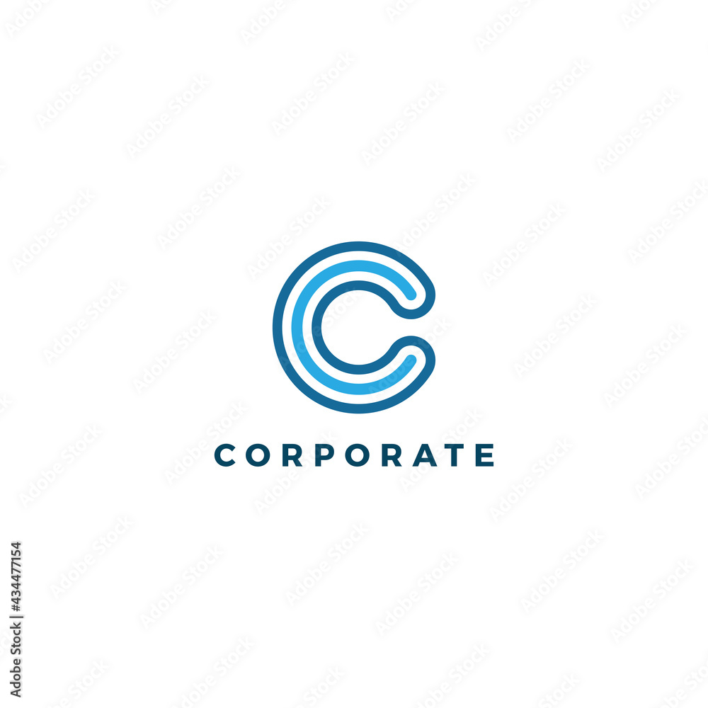 Letter c blue color corporate logo design