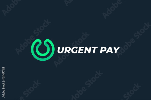 Letter U green color payment logo  