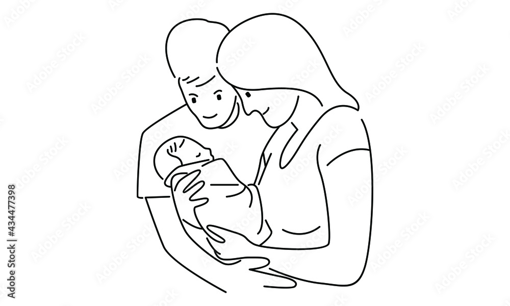 Mom and dad hugging their son vector illustration Mom and dad hugging their son vector illustration