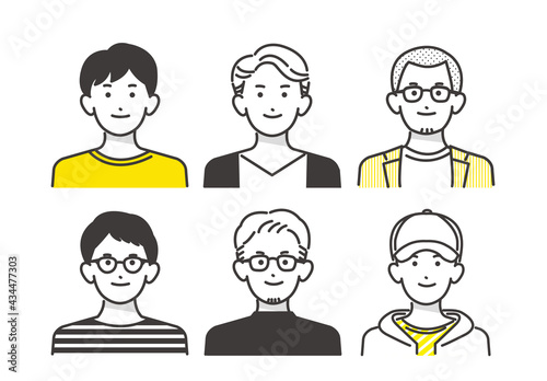 シンプルな男性の線画ベクターイラスト素材／若者／オシャレ
