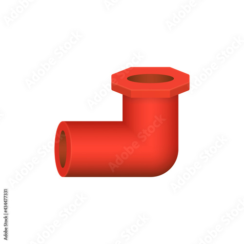 PVC plastic pipe fitting vector design isolated on white background. 90 degree elbow with slip socket opening and female thread. Part for pipeline system, plumbing, drainage, vent and water supply.