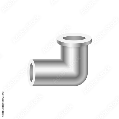 PVC plastic pipe fitting vector icon. 90 degree elbow adapter with slip socket opening 1 end and female NPT thread. Part for pipeline system, plumbing, sewage, drainage, waste, vent and water supply.