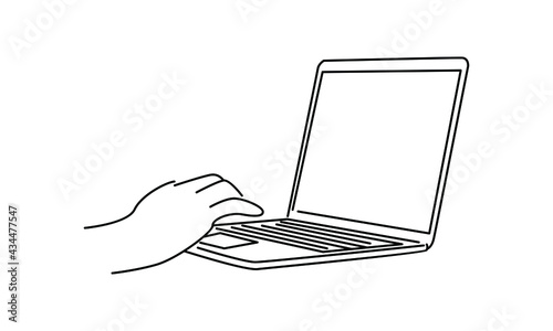 Hand work with laptop vector illustration