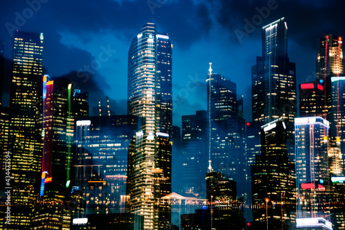 Night cityscape skylines in a big city photo