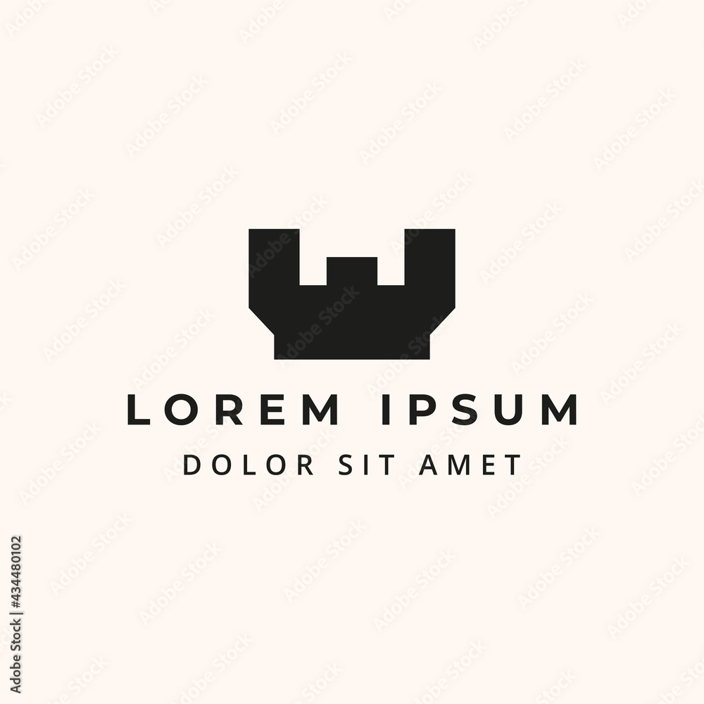 Castle with W letter concept simple logo design
