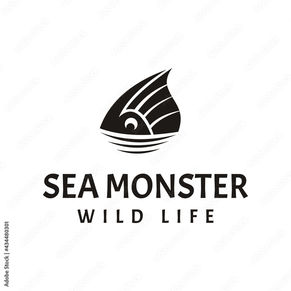 sea monster wild life logo design illustration sea monster wild life logo design illustration
