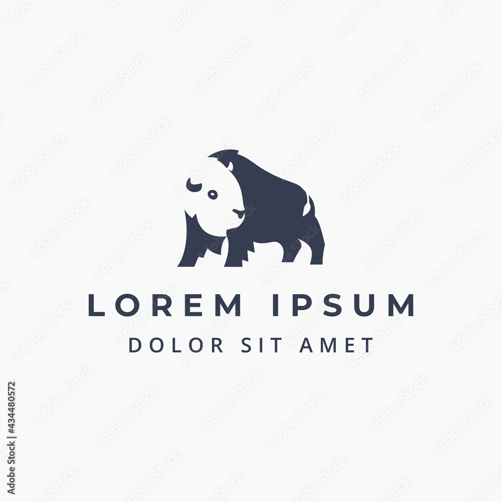 Obraz premium Great wild bison simple flat logo design concept