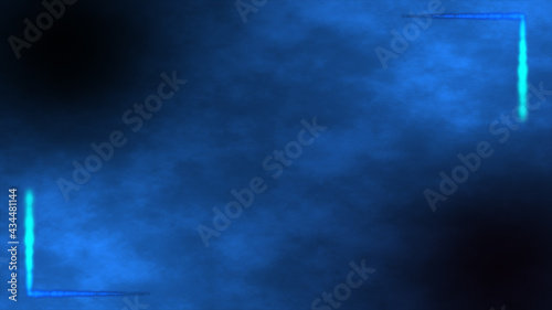 Blue space background with particle line border
