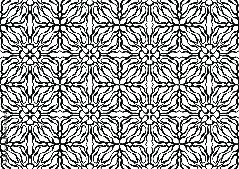 tile with floral ornaments and figures in folk style on a white background for coloring, vector, seamless tile tile with floral ornaments and figures in folk style on a white background for coloring, vector, seamless tile