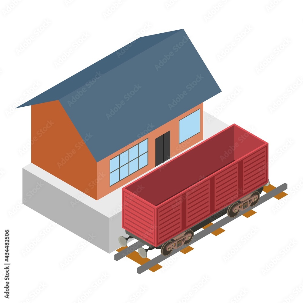 Coal wagon icon. Isometric illustration of coal wagon vector icon for web