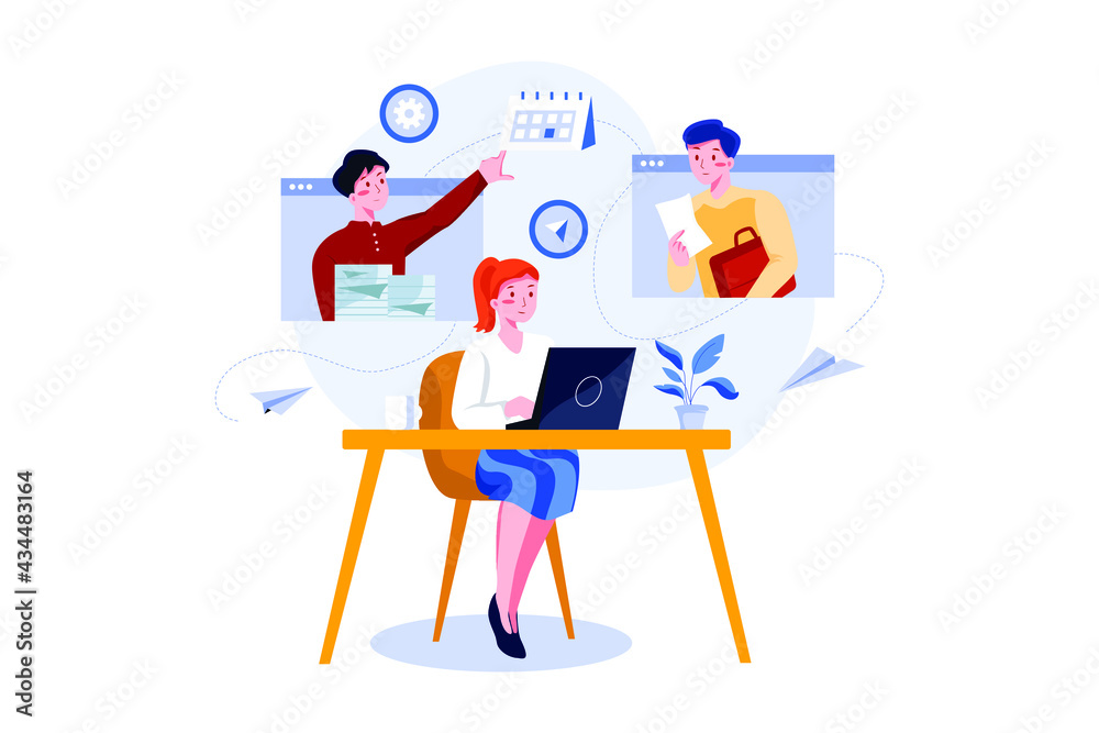Multitasking and time management concept. Flat illustration isolated on white background. Multitasking and time management concept. Flat illustration isolated on white background.