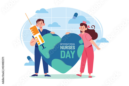International Nurses Day Illustration concept. Flat illustration isolated on white background.
