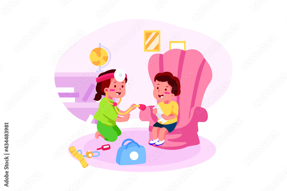 Mother with Kids Illustration concept. Flat illustration isolated on white background.
