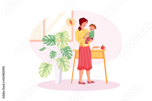 Mother with Kids Illustration concept. Flat illustration isolated on white background.