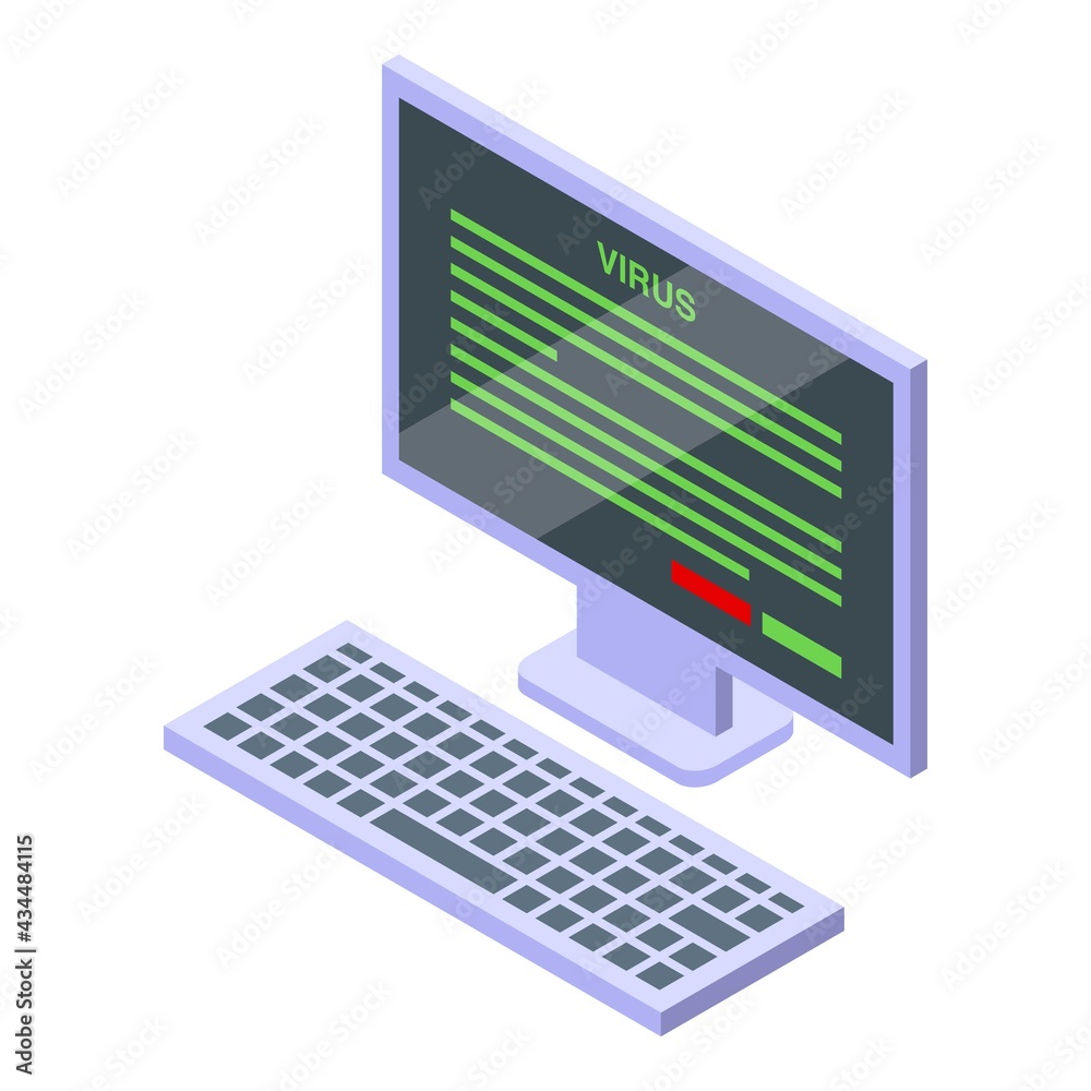 Malware computer icon. Isometric of Malware computer vector icon for web design isolated on white background Malware computer icon. Isometric of Malware computer vector icon for web design isolated on white background