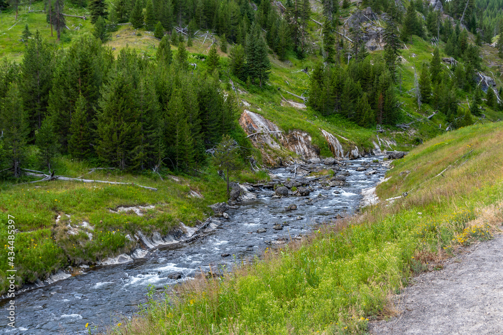 Obraz premium The Firehole Falls in Yellowstone National Park, Wyoming