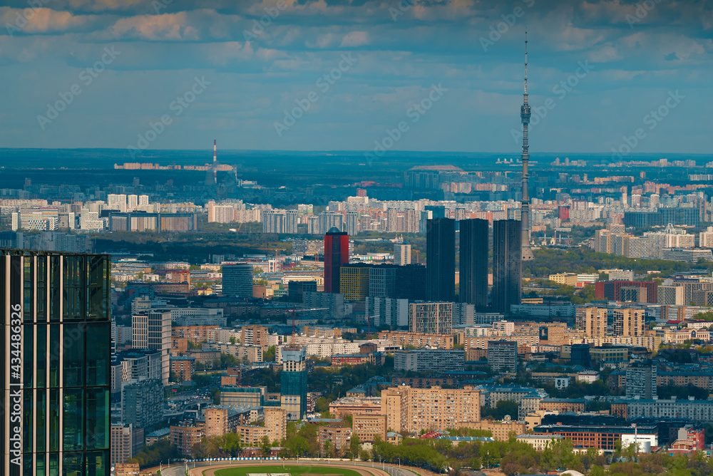 the image of the city of Moscow was shot from a large height