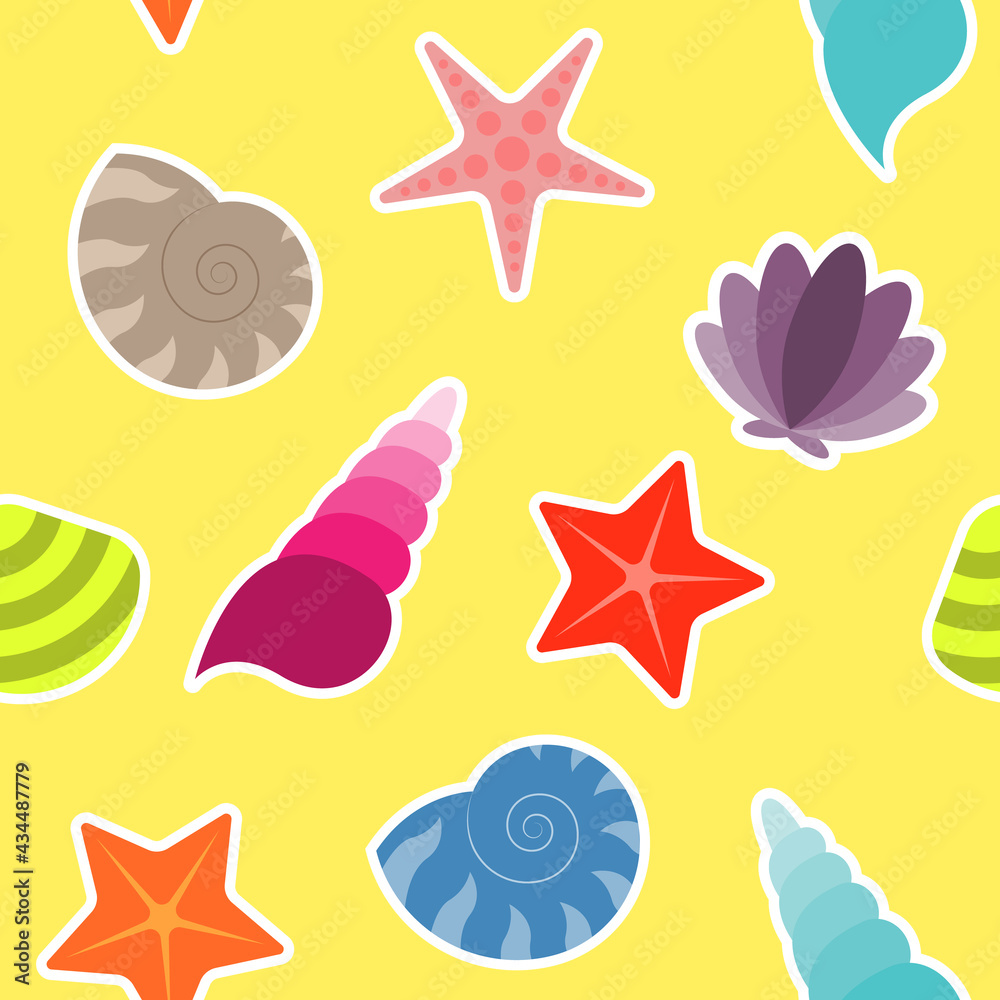Seamless Summer Seashell And Starfish Pattern