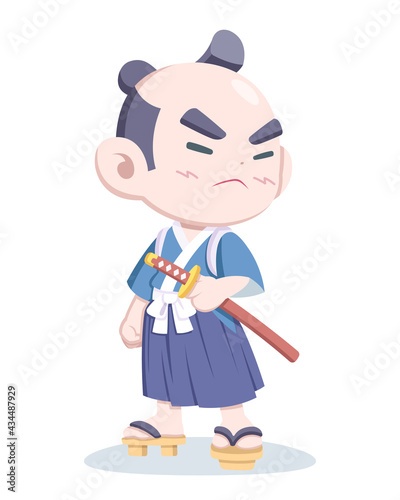 Samurai in casual outfit cartoon illustration