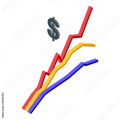 Successful campaign money chart icon. Isometric of Successful campaign money chart vector icon for web design isolated on white background