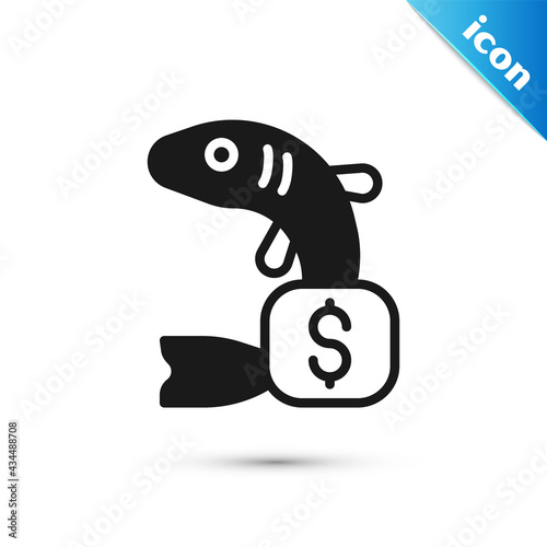 Grey Price tag for fish icon isolated on white background. Vector