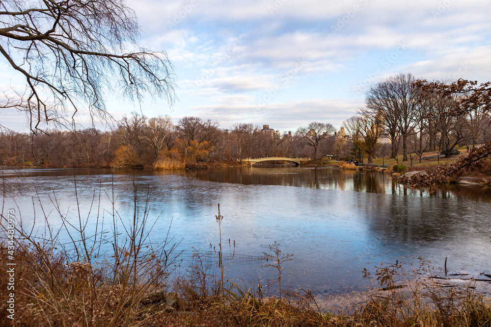 The Central Park Lake in winter. A major lake in the middle of Manhattan, New York. The Central Park Lake in winter. A major lake in the middle of Manhattan, New York.