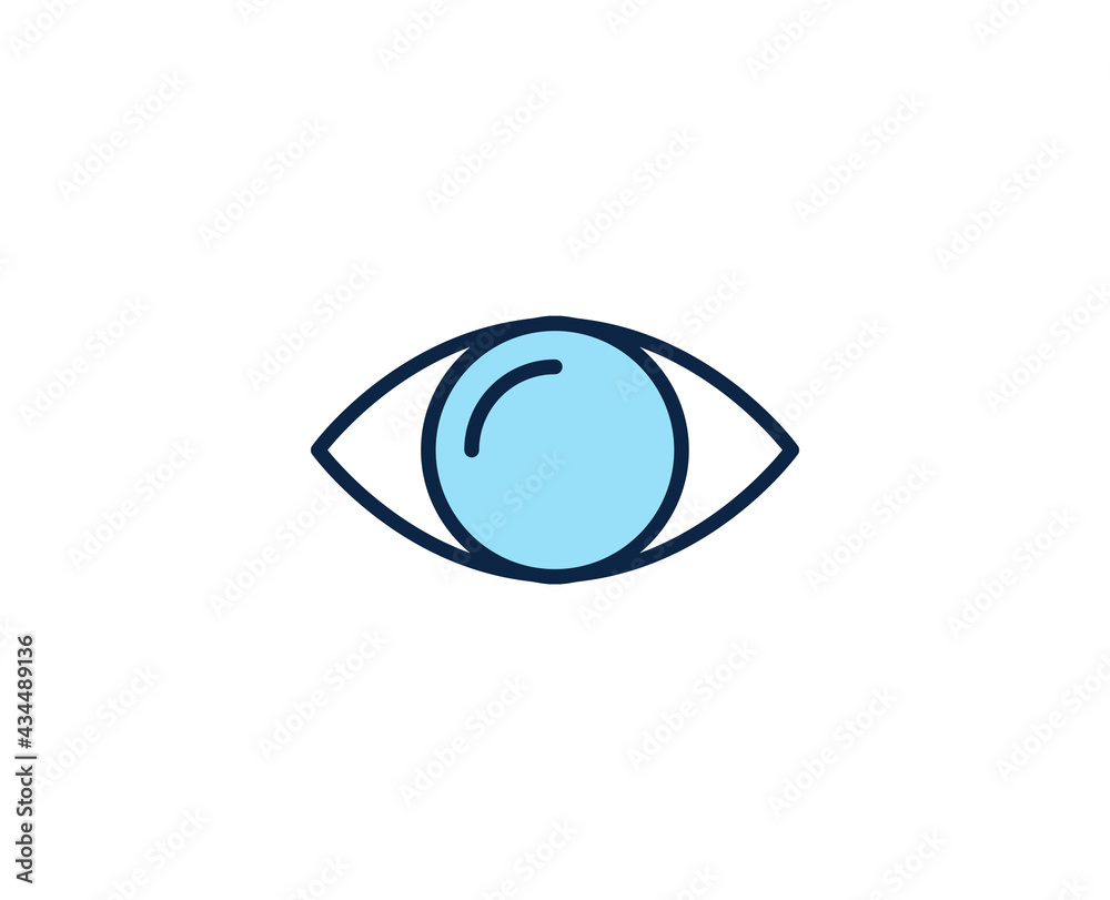 Eye flat icon. Thin line signs for design logo, visit card, etc. Single high-quality outline symbol for web design or mobile app. Marketing outline pictogram.