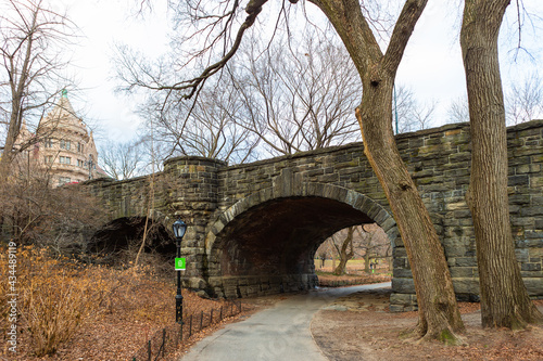 The 77th Street Stone Arch over Bridle Path, Central Park, Manhattan, New York.