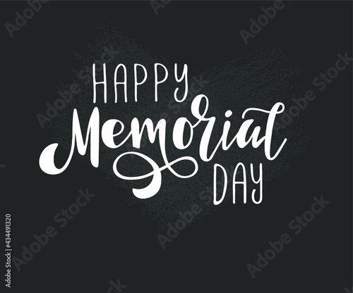 Happy Memorial Day background. National American holiday illustration. Vector Memorial day greeting card. Hand drawn text.