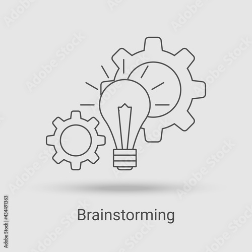 The brainstorming icon.Round-the-clock communication.Time management and workflow planning.Linear vector illustration.