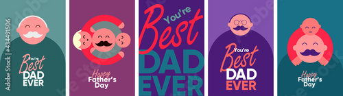 Father's Day is a day of honouring fatherhood and paternal bonds. Set of vector illustrations. Minimalistic background for poster, postcard, banner.