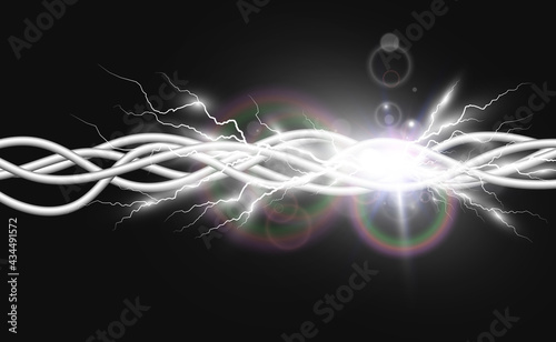 Power industrial cables .Vector illustration. Electric wires on a transparent background.	
