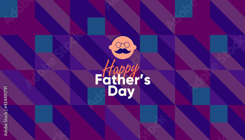 Father's Day is a day of honouring fatherhood and paternal bonds. Children hug dad. Flat vector illustration. Minimalistic background for poster, postcard, banner.
