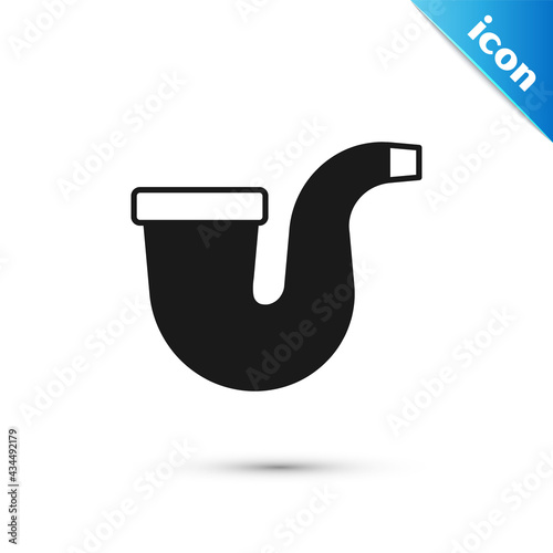 Grey Smoking pipe with smoke icon isolated on white background. Tobacco pipe. Vector