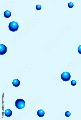 Blue balls background. Colored pencils sphere illustration. Seamless pattern