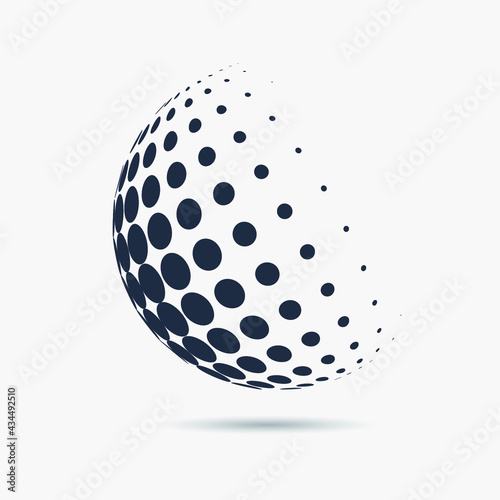 Vector abstract geometric design element. Modern halftone geometric symbol. Logotype design template with halftone transition effect.