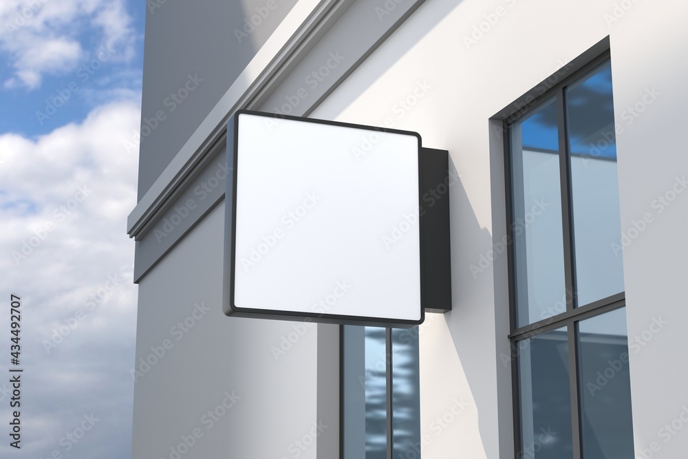Wall Mount Sign facade Board Mockup Wall Mount Sign facade Board Mockup