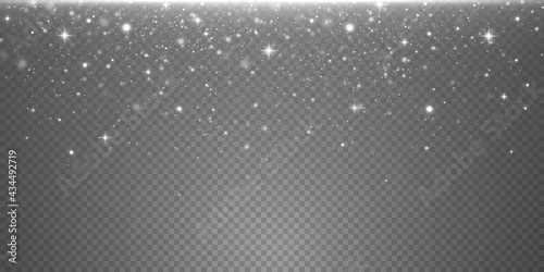 Celebration abstract background of light and silver glittering dust particles and stars. 