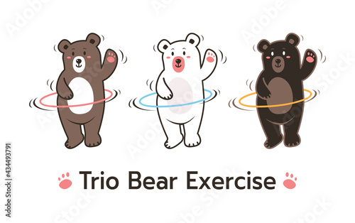 Three Bear bear playing hula hoop