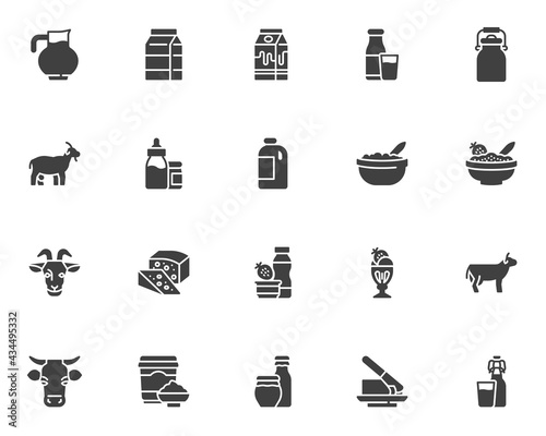 Dairy products vector icons set